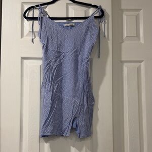 Abercrombie & Fitch Lavender Blue Dot Tie-Shoulder Mini Dress